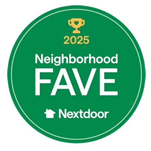 green circle with a trophy graphic and the words "2025 Neighborhood Favorite"